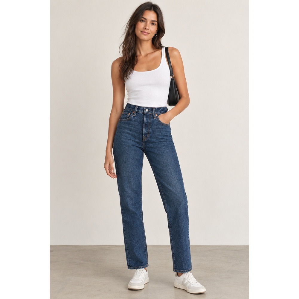 Levi's Premium Wedgie Straight Jeans Size 25 Medium Wash High Rise Button Fly
